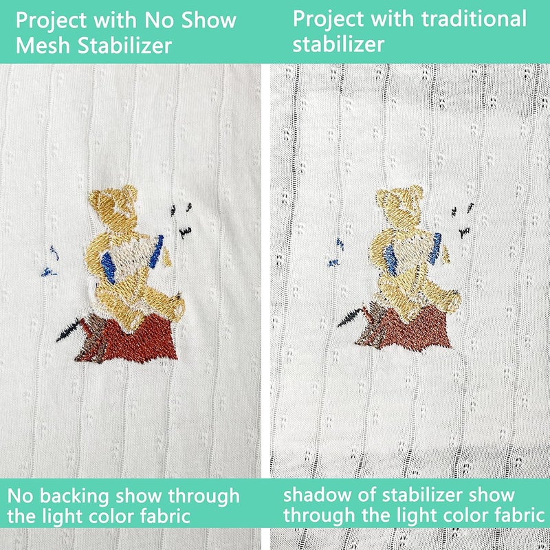 craftido 12"x10" 100 Sheets No Show Mesh Embroidery Stabilizer Backing for 5x7 Hoops 1.8oz Light Weight for Machine Embroidery and Hand Sewing - Image 4